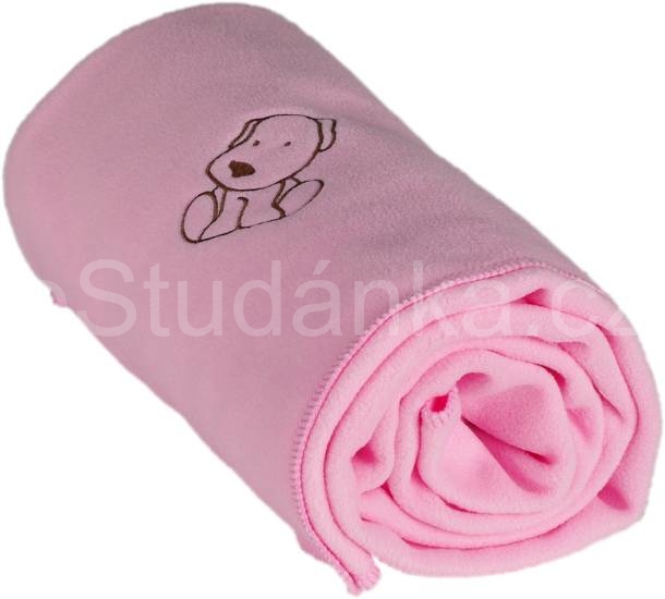 Dětská flísová deka s pejskem růžová