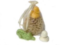 Dárkový balíček pro děti s přírodním mýdlem - mořská houba premium pro děti + mýdlo 25 g žlutá kachnička